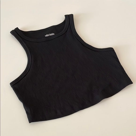wild fable Tops - Wild Fable Crop Top Scoop Neck Ribbed Tank Black